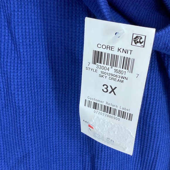 Style & Co Womens 3X Jewel Neck Thermal Knit Top Blue Cotton Blend Long Sleeve - Picture 5 of 10